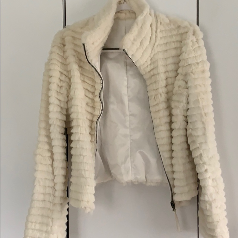 White faux fur jacket
